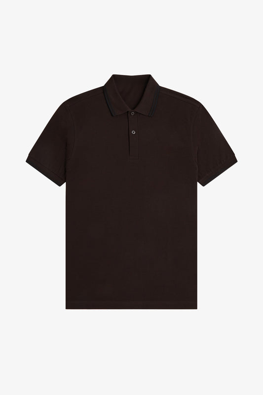 Contrast Collar Polo Shirt A100 - Rich Brown / Black / Black
