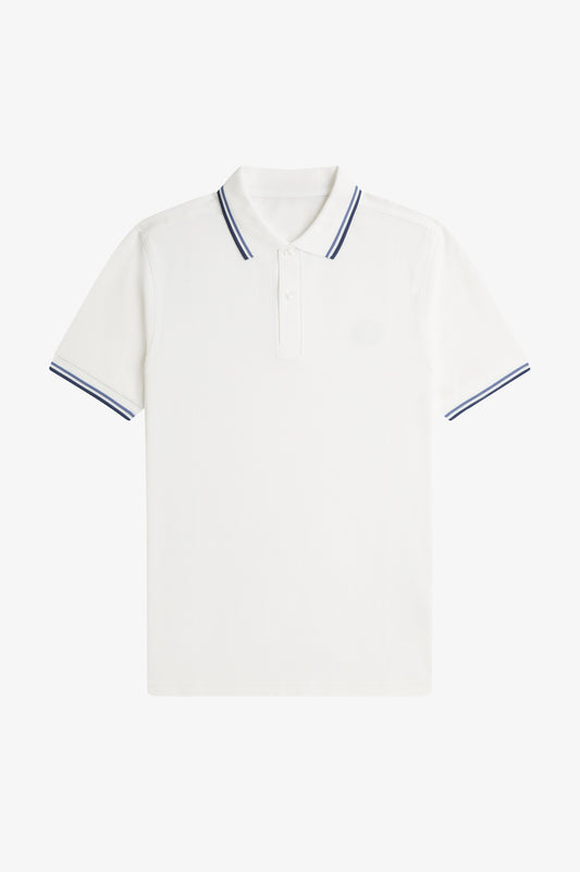 Contrast Collar Polo Shirt A100 - Snow White / Ace Blue / Mod Blue