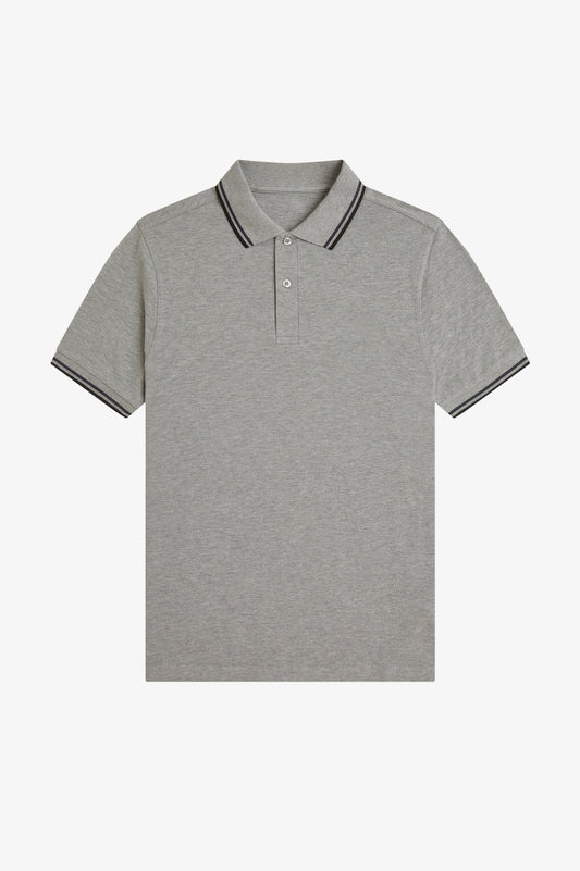 Contrast Collar Polo Shirt A100 - Steel Marl / Dark Airforce / Black