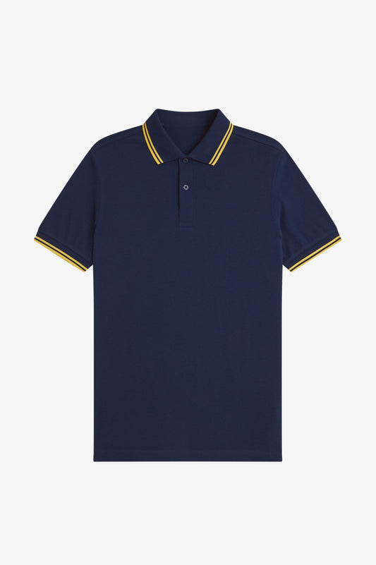 Contrast Collar Polo Shirt A100 - Tennis Blue / Lemon Barley / Lemon Barley