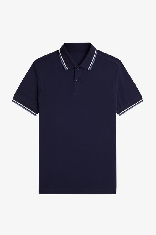 Contrast Collar Polo Shirt A100 - Twilight Navy / Ecru / Ace Blue