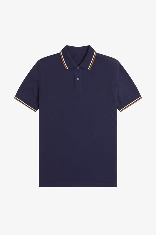 Contrast Collar Polo Shirt A100 - Twilight Navy / Snow White / Dark Caramel
