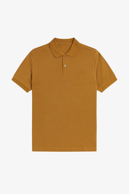 Contrast Trim Polo Shirt C100 - Dark Caramel / Navy