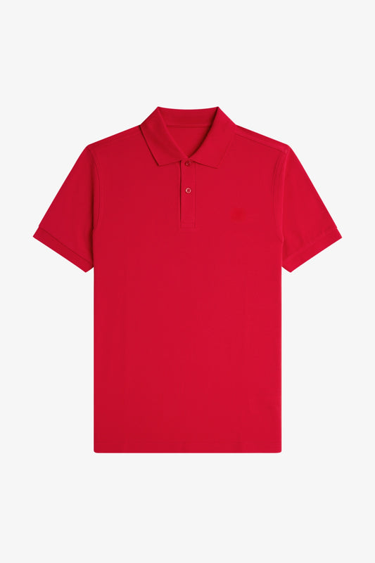 Contrast Trim Polo Shirt C100 - English Rose Red / Black