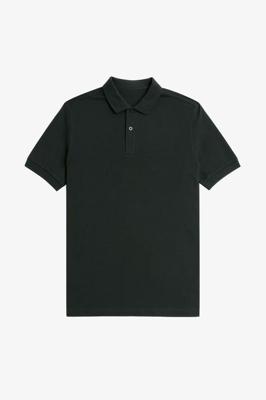 Contrast Trim Polo Shirt C100 - Night Green / Snow White