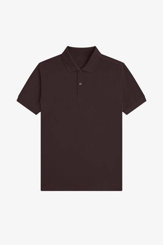Contrast Trim Polo Shirt C100 - Rich Brown / Black