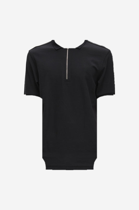 Crepe Piqué Polo Shirt - Black