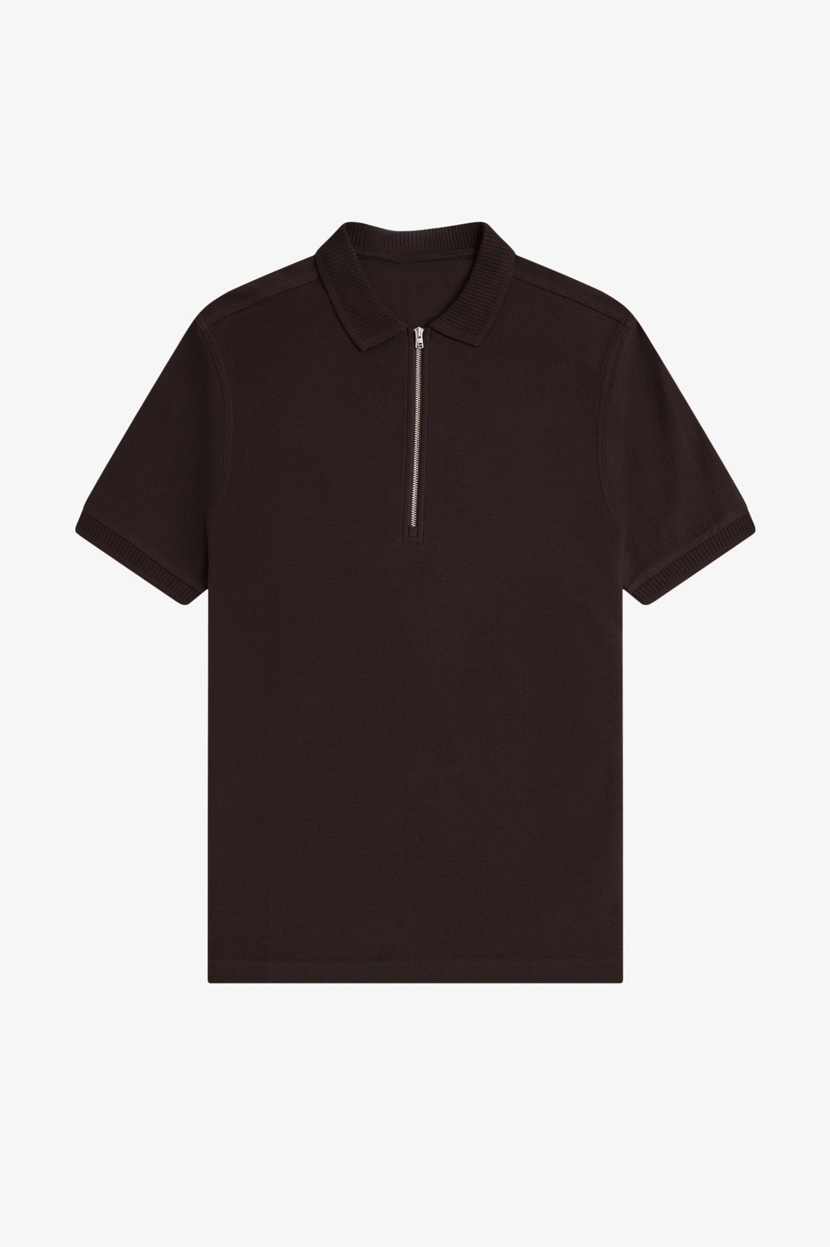 Crepe Piqué Polo Shirt - Rich Brown