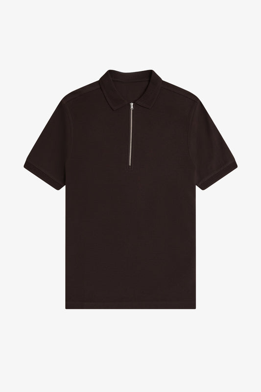 Crepe Piqué Polo Shirt - Rich Brown