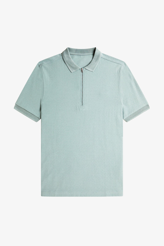 Crepe Piqué Polo Shirt - Silver Blue