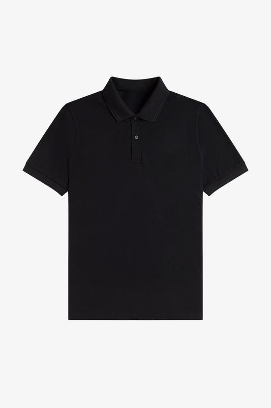 Heritage Contrast Collar Polo Shirt B100 - Black / Black / Black