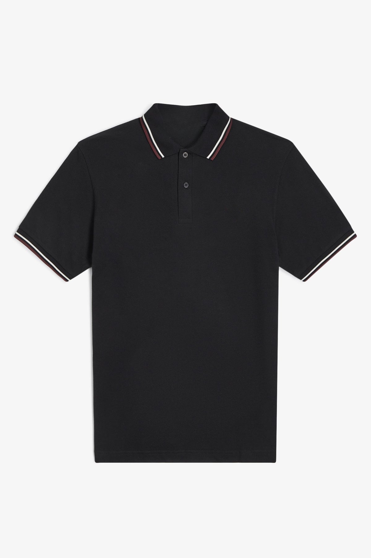 Heritage Contrast Collar Polo Shirt B100 - Black / Ecru / Oxblood