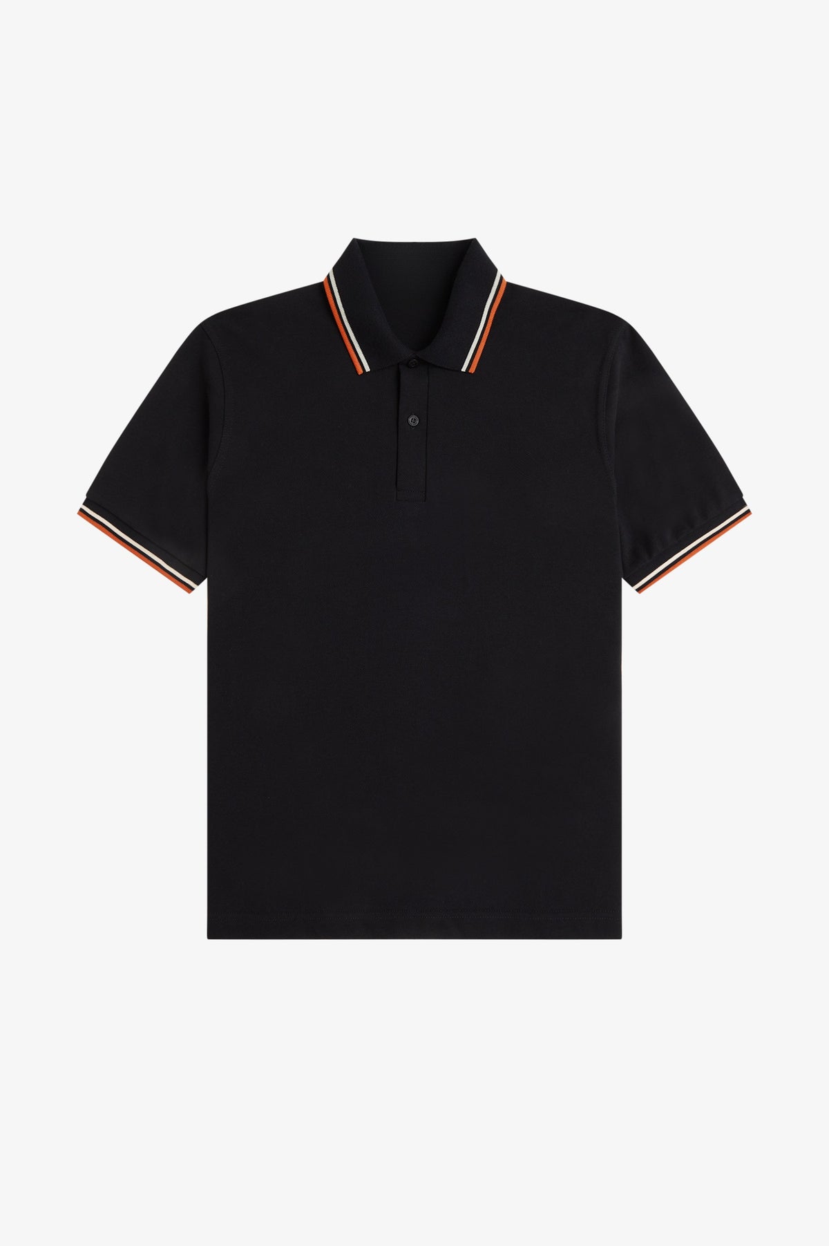 Heritage Contrast Collar Polo Shirt B100 - Black / Tramline White / Summer Clay