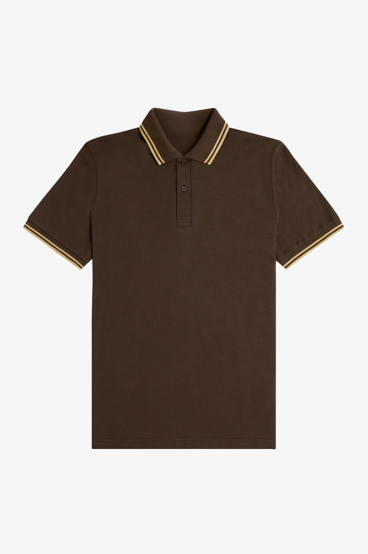 Heritage Contrast Collar Polo Shirt B100 - Burnt Tobacco / Champagne / Champagne