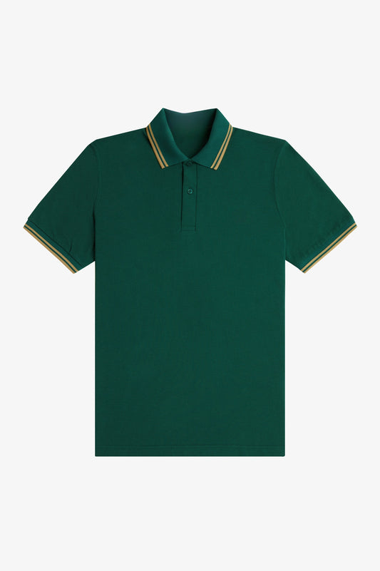 Heritage Contrast Collar Polo Shirt B100 - Lawn Green / Champagne / Champagne