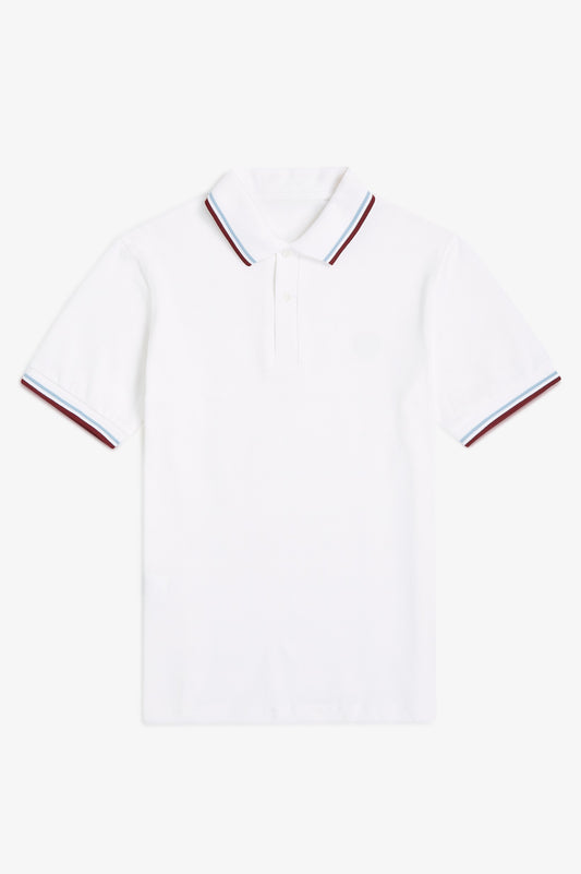 Heritage Contrast Collar Polo Shirt B100 - White / Ice / Maroon