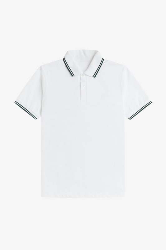 Heritage Contrast Collar Polo Shirt B100 - White / Tartan Green / Tartan Green