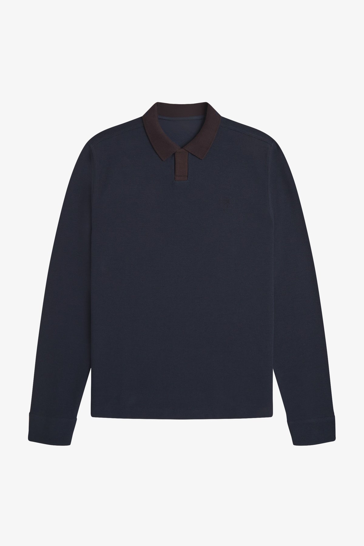 Jacquard Long Sleeve Polo Shirt - Navy