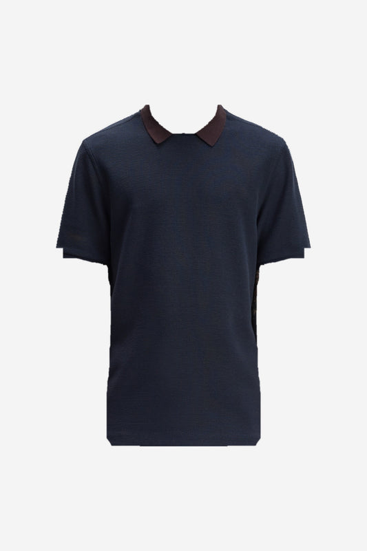 Jacquard Pullover Polo Shirt - Navy