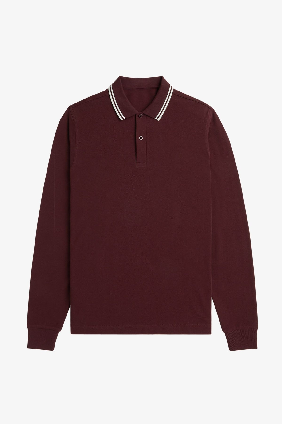 Long Sleeve Contrast Collar Polo Shirt A200 - Oxblood / Ecru / Ecru