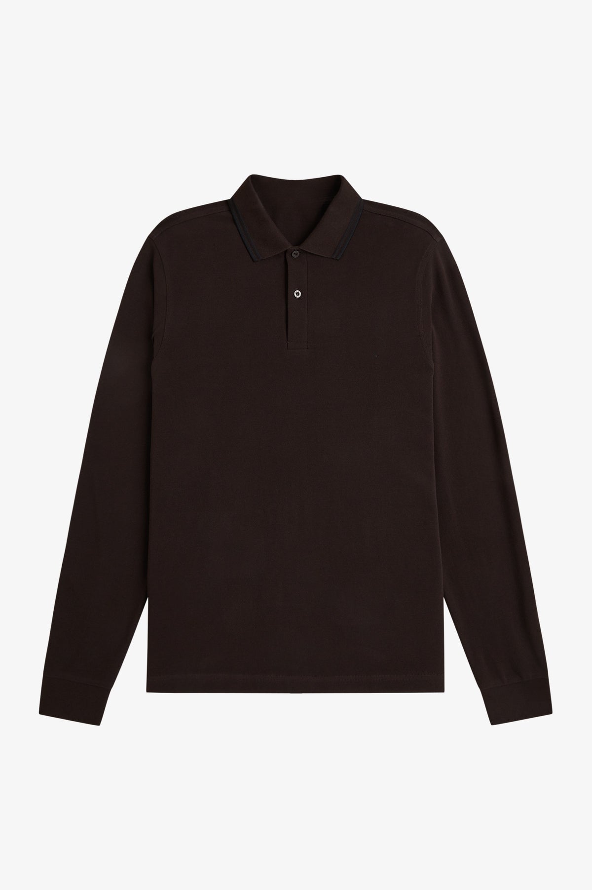 Long Sleeve Contrast Collar Polo Shirt A200 - Rich Brown / Black / Black
