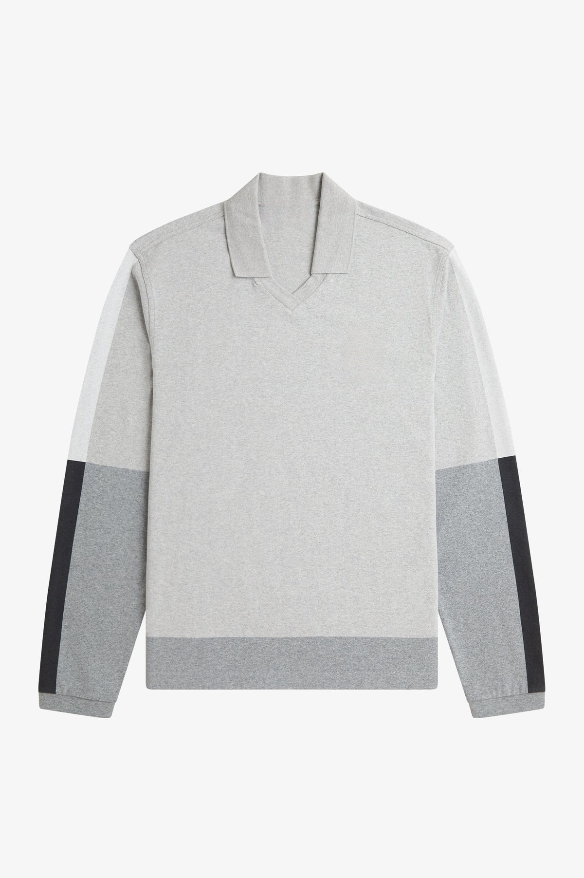 Long Sleeve Jersey Polo Shirt - Light Grey Marl