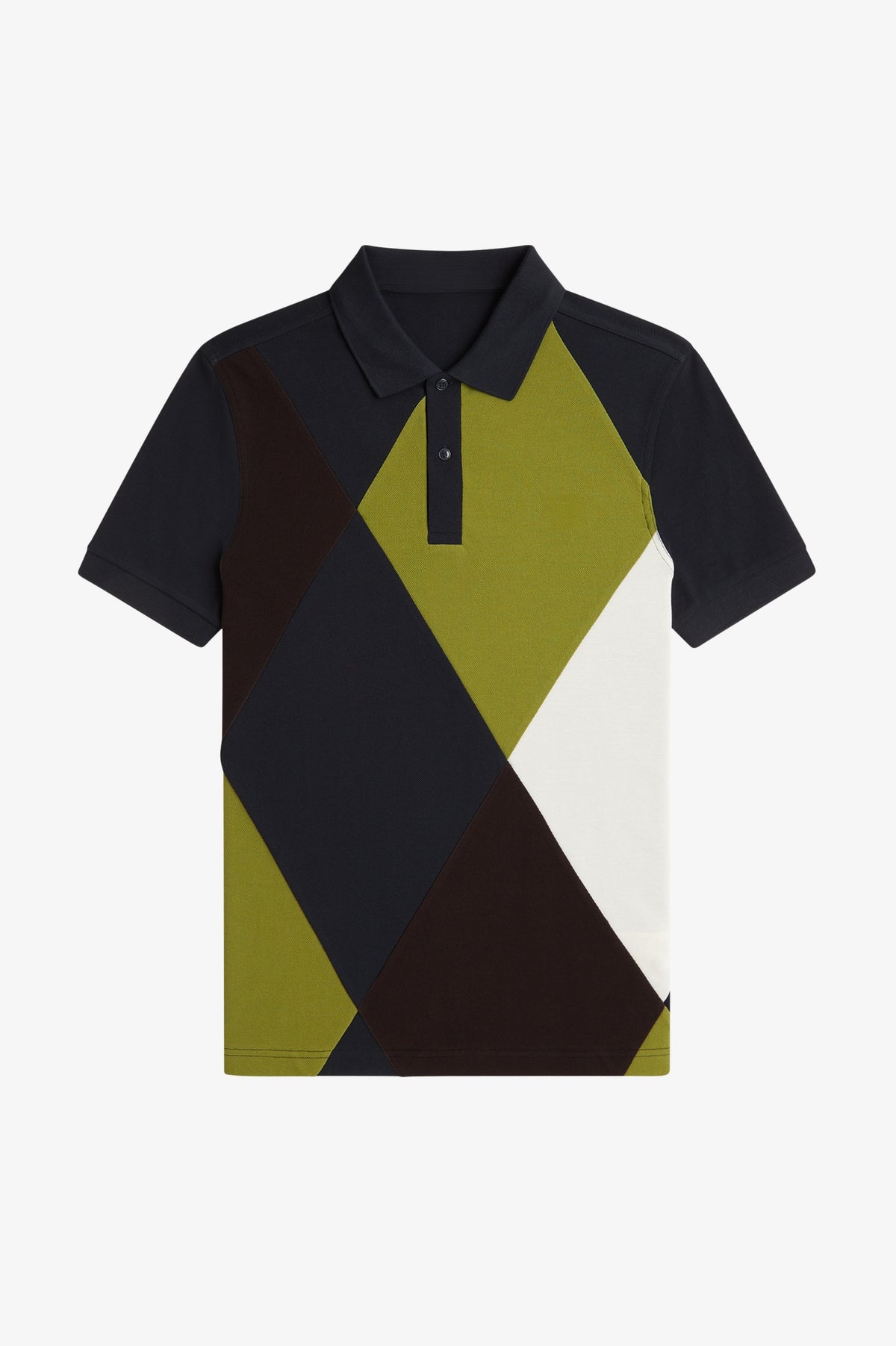 Offset Argyle Cut & Sew Polo Shirt - Black