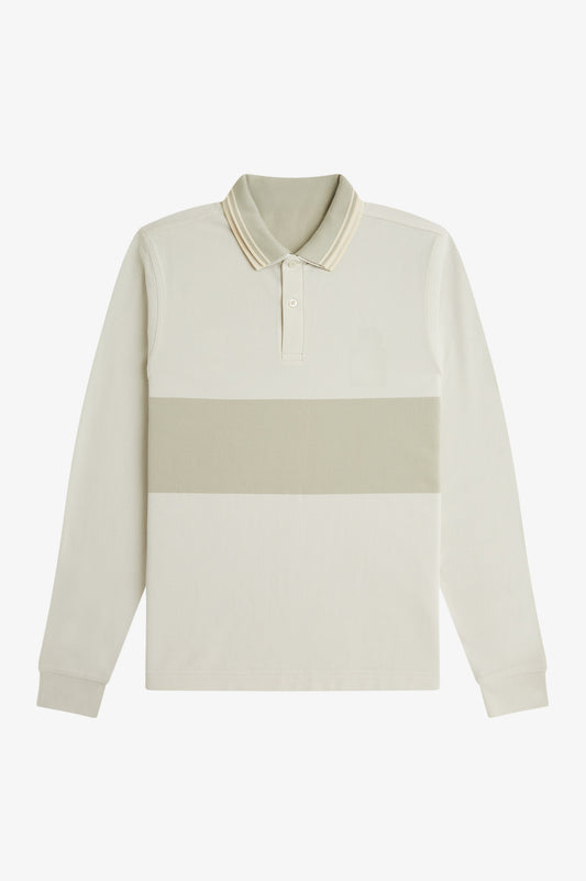 Reversible Long Sleeve Polo Shirt - Chalk