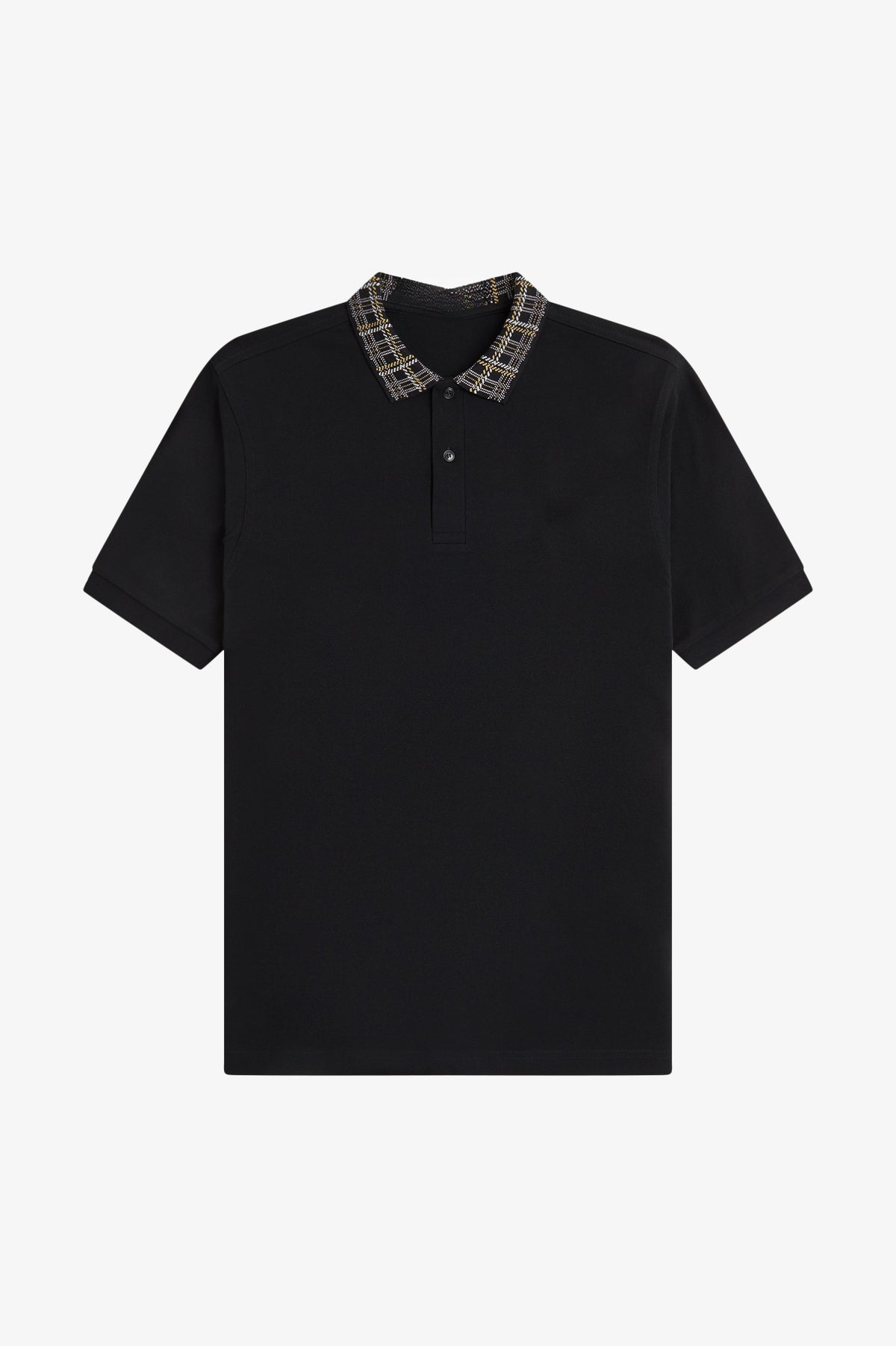 Tartan Collar Polo Shirt - Black