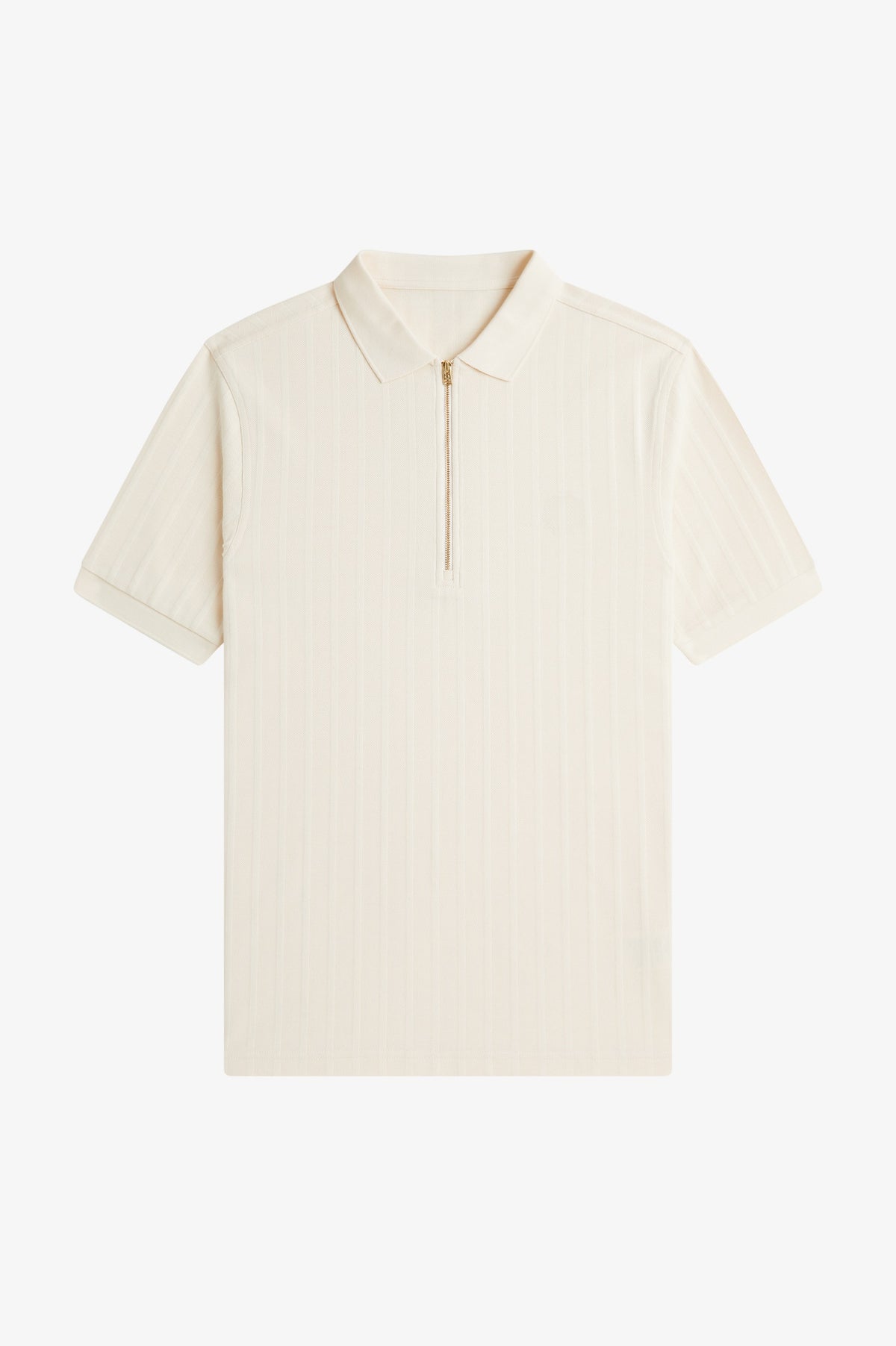 Vertical Stripe Piqué Polo Shirt - Ecru